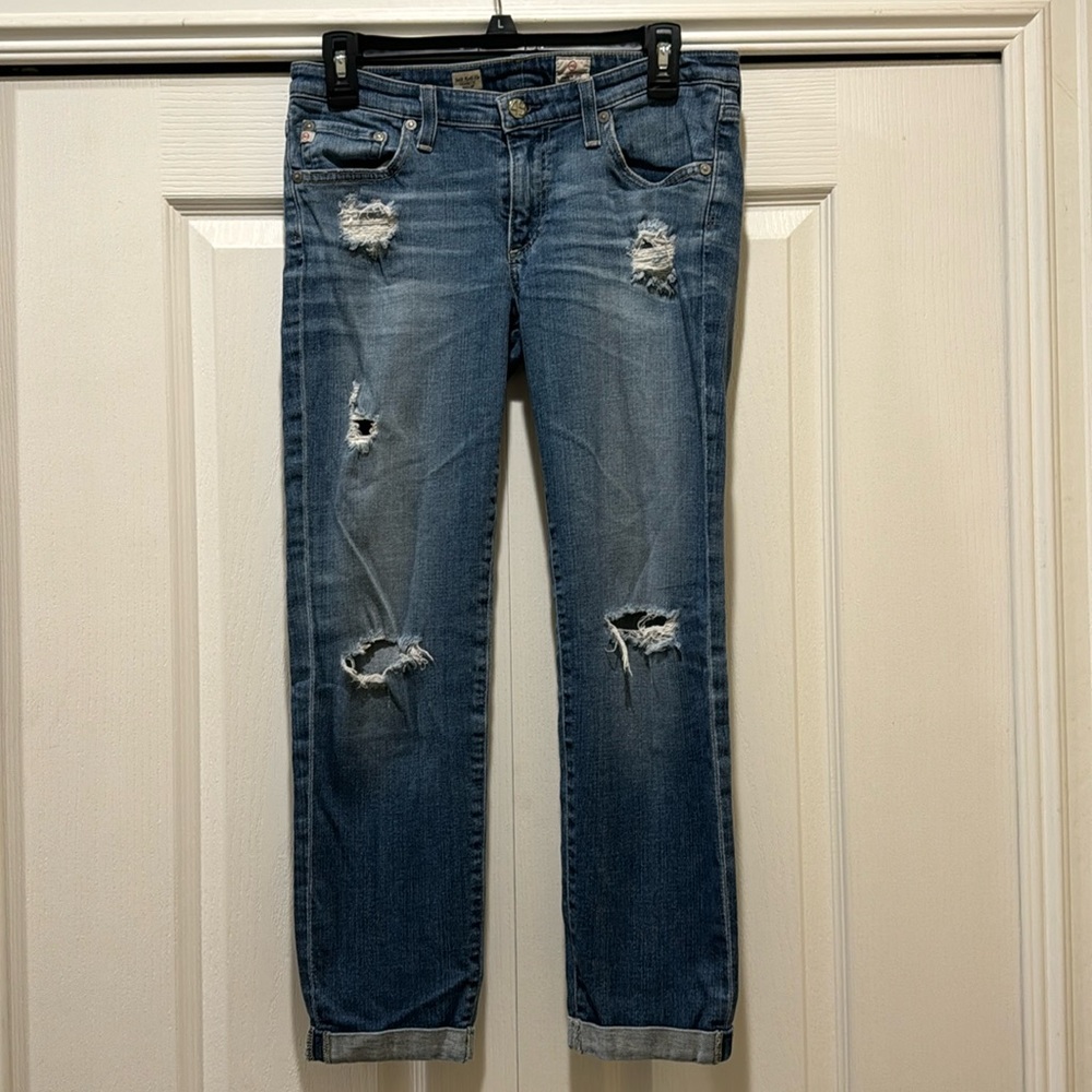 Adriano Goldschmied - AG- Distressed Stilt Roll-up Cigarette Jeans. Size 29.